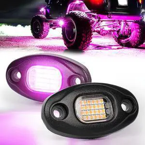 Rock Lights, 4 PCS ALIGZ 24 LED Rock Lights for Trucks UTV ATV RZR, Pink Underglow Light with 15FT Wiring Harness