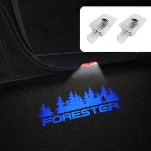 2 pcs Non-Fading LED Car Door Logo Lights Courtesy Projector Laser Welcome Light Ghost Shadow Forester Accessories Puddle lamp Compatible with Forester (Forester Blue)
