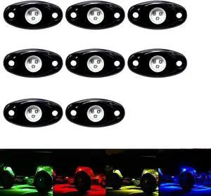 OPP ULITE Led Rock Lights RGB Color, APP Control, DIY Color Timing Music Flashing Mode, Exterior Underglow Light, for Jeep Offroad Trucks UTV SUV ATV Motorcycle Boats RZR, 8PC Pack