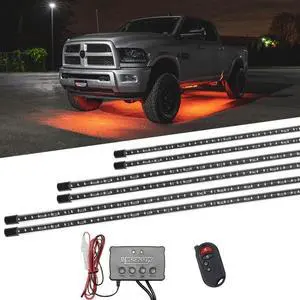 LEDGlow 6pc Multi-Color Truck Slimline LED Underbody Underglow Accent Neon Lighting Kit - 10 Solid Colors - 13 Unique Patterns - Music Mode - Water Resistant Tubes - Includes Control Box & Remote