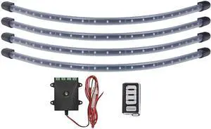 LEDGlow 4pc Orange LED Golf Cart Underbody Underglow Accent Neon Light Kit for EZGO Yamaha Club Car - Water Resistant Flexible Tubes - Includes Control Box & Wireless Remote