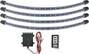 LEDGlow 4pc Red LED Golf Cart Underbody Underglow Accent Neon Light Kit for EZGO Yamaha Club Car - Water Resistant Flexible Tubes - Includes Control Box & Wireless Remote