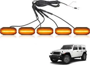 MAIKER Amber LED Grille Lights Compatible with 2024-2025 Jeep Wrangler JL JLU & Gladiator JT Original Factory Grille, 5PCS Front Grille Marker Lights