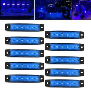 10 Pcs Blue LED Rock Strip Lights,Wheel Well Underglow Lighting Kits,Car Rock Lights Exterior Side Marker Lights for Wrangler Truck Golf Cart RV RV SUV Offroad