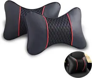 VVHOOY Car Neck Pillow 2 PCS,Universal Soft Breathable Leather Car Neck Pillow Comfortable Head Neck Rest Support Cervical Pillow for Travel Car Seat Driving & Home