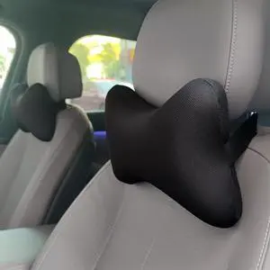 Tianmei 2 Pcs Plain Color Memory Foam Car Headrest Vehicle Seat Neck Rest Support Pillow Relief Pad (JYMPure Black)