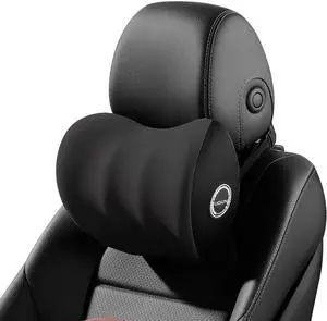 LIQUN Memory Foam Car Neck Pillow, Neck Support Pillow, Neck Support Pad Pain Relief, Adjustable Belt and Breathable Detachable, Suitable for Most Car Pillows Black