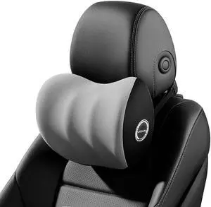 Memory Foam Car Neck Pillow, Neck Support Pillow, Neck Support Pad Pain Relief, Adjustable Belt and Breathable Detachable, Suitable for Most Car Pillows Grey