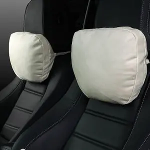 Car Neck Pillow for headrests, Superfiber Suede Support Head Pillows,Plant-Based Polyester,11.8x7.5 refillable&Multiple&Adjustable Drive Vehicle Cushion Seats(Off-White, car Neck Pillow 2pcs)