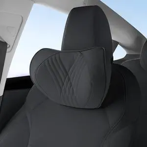 Car Neck Pillow Memory Foam Premium Leather Headrest Neck Support Cushion Universal for Driving Home Office, Black,1PC