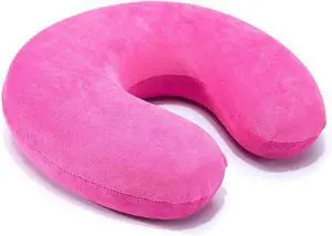 U Shaped Memory Foam Pillow Neck Head Cushion Pillow Support Rest Outdoors Car Office Home Travel Pillow Cushion(Pink)