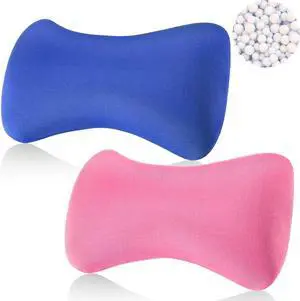Thyle 2 Pack Microbead Neck Pillow 15 x 8 x 4.7'' Bone Headrest Sleeping Microbead Pillows Soft Cushion Comfortable Support Bolster for Adults Back Sleeping Sofa Bed Travel Home(Pink, Blue)