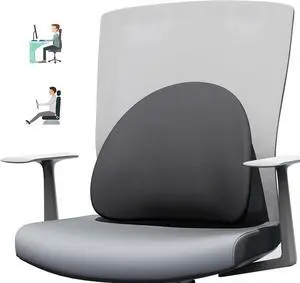 Lumbar Support Pillow for Office Chair - Ergonomic Memory Foam Back Support for Office Chair, Back Support Cushion for Back Pain, Ideal Back Support Pillow for Car, Black