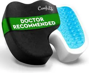 ComfiLife Premium Gel & Memory Foam Seat Cushion  Doctor Recommended Office Chair Cushion, Car Seat Cushion  Chair Cushions for Back & Sciatica Pain Relief  Seat Cushions for Office & Desk (Black)