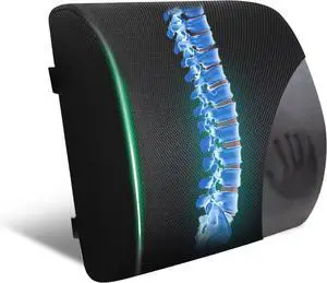 Lumbar Support Pillow for Office Chair Car Seat,Charcoal Memory Foam Chair Back Cushion for Back Pain Relief with Double Adjustable Straps