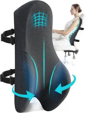 Teemour High Back Support Pillow for Office Chair, Fully Support Entire Back Cushion Pain Relief Promotes Posture- Memory Foam Lumbar Support Pillow for Offfice Chair, Desk, Gaming, Recliner Chair