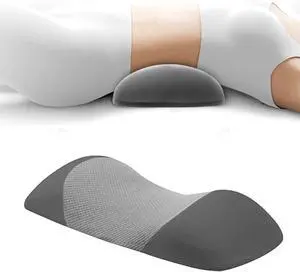 Lumbar Support Pillow, Memory Foam Cushion for Back Pain Relief, Ergonomic Waist Support for Side & Back Sleepers, Removable & Washable Cover, Ideal for Home, Office, and Car (Dark Gray)