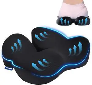 Memory Foam Seat Cushion for Office Chair Pressure Relief Sciatica & Tailbone Pain Relief Memory Foam Coccyx Cushion for Long Sitting, for Home Chair, Gaming and Car Seat Cushion