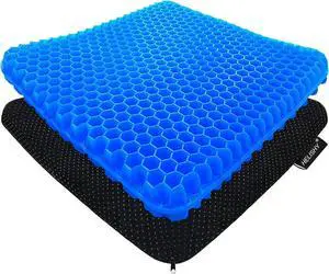 Gel Seat Cushion for Long Sitting - 1.65inch Double Thick Cooling Egg Cushion for Back, Hip, Sciatica, Coccyx, Tailbone Pain Relief - Office Chair Car Seat Cushion  Wheelchair Cushions