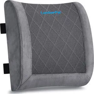 Lumbar Support Pillow for Office Chair Back Support Lumbar Pillow for Car, Gaming, Office Chair - Improve Sitting Posture & Back Pain Relief, Memory Foam, Adjustable Straps, Fluffy Grey