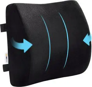 SAIREIDER Comfortable Lumbar Support Pillow for Office Chair, Memory Foam Back Support Pillows for CarGaming Chair Home Chair, Back Pain Relief Improve Posture, Double Adjustable Straps(Black)