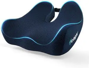 Feagar Seat Cushion - Office Chair Cushion for Hip, Sciatica & Tailbone Pain Relief - Memory Foam Pressure Relief Seat Cushion, Large Wrapped Design for Wheelchair, Car Seat & Long Sitting (Blue)