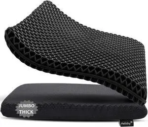 Gel Seat Cushion, Jumbo&Thick Gel Cushion Chair Pads with Non-Slip Cover for Home Office Car Seat Wheelchair, Soft Breathable Honeycomb Seat Pads for Relieve Hip Pain,Black 20x20x1.9inch