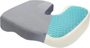 Dr. Flink Tailbone Seat Cushion - Pain Relief Chair Pillow, Cool Gel-Enhanced 100% Memory Foam, Orthopedic & Quality Comfort | Support & Relives Back & Sciatica, for Car, Truck, Home, and Office