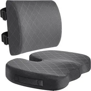 TushGuard Back&Seat Cushion, Car Seat Office Chair Cushions, Sciatica & Back Coccyx Tailbone Discomfort Easing Chair Pad, Memory Foam Lumbar Support Pillow for Home, Car, Office (Grey, X-Large)