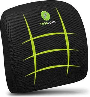 ErgoFoam Lumbar Support Pillow for Chair - Premium Breathable Mesh Back Support for Office Chair - Most Comfortable Lumbar Cushion in The World for Back Pain