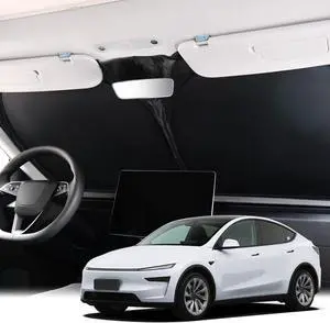 2025 Upgraded Zanch Car Front Windshield Sun Shade- Ultimate UV Protection & Heat Reduction|Innovative No Light Leakage Technology|Fit for Tesla Model Y Juniper