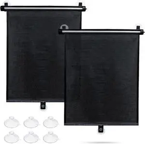 Sfee Car Window Shade for Side Windows, 2 Pack Sun Shade Retractable for Car Blocks Heat and UV Rays Glare Protection Roller Sunshade Visor for Baby, Kids, Pets, Passengers