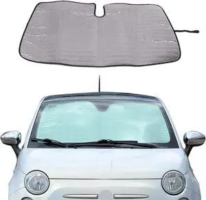LLKUANG Car Windshield Sunshade UV Ray Reflector Compatible with Fiat 500 2010-2025 Abarth 595 2014-2025 Front Window Sun Shade Shield Cover Foldable Reflective Sun Visor (Style A)