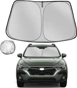 Windshield Sun Shade for 2018-2023 Su-baru Crosstrek Foldable Sun Sunshade for Car Front Window Blocks UV Rays and Heat Automotive Interior Protector Custom Fit Accessories
