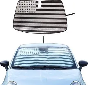 LLKUANG Car Windshield Sunshade UV Ray Reflector Compatible with Fiat 500 2010-2025 Abarth 595 2014-2025 Front Window Sun Shade Shield Cover Foldable Reflective Sun Visor (Style B)