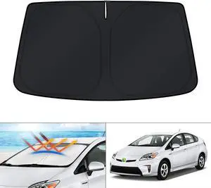 KUST Windshield Sun Shade for 2010-2013 2014 2015 Toyota Prius Hatchback (Not for Prius C or Prius V) Custom Fit Window Accessories Shade Foldable Sun Visor Protector Block UV Rays