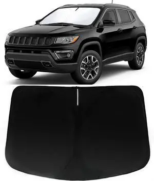 Windshield Sun Shade for Jeep Compass 2017-2023, Car Front Window Sunshade with 240T Sun Visor Protector Blocks UV Rays Heat Sun Shield Accessories