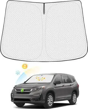 Windshield Sun Shade for 2016-2024 2025 Honda Pilot Accessories Thicken 6-Layer Foldable Front Window Sunshade Cover Sun Visor Protector Block UV Rays Keep Vehicle Cool