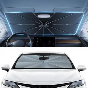 Autorder Windshield Sun Shade Umbrella for 2018-2024 Toyota Camry Accessories,Upgraded Ice Crystal Material,Easy Setup Umbrella Sunshade for Car Windshield,100% Sun Blocking