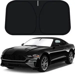 D-Lumina Windshield Sun Shade for 2015-2025 Fo-rd Mustang Accessories (NOT for Fo-rd Mustang Mach-E), Front Window Sunshade Sun Visor Protector Block UV Rays Heat, Foldable 2 Layers 210T Material