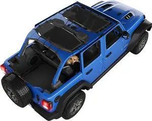 Alien Sunshade Jeep Wrangler JLU (2018-2023)  Front & Rear Mesh Sun Shade for Jeep JL Unlimited - Blocks UV, Wind, Noise - Bikini JLkini Top Cover for Sport, Sport S, Sahara, Rubicon (Black)