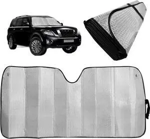 Car Windshield Sunshade-Thicken 5-Layer Bubble Block Heat and Sun UV Rays, Front Windshield Sun Shade- Keeps Your Vehicle Cool - 58 x 27.5 Inch  (New Silver)