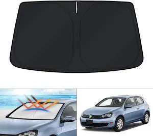 KUST Windshield Sun Shade for Volkswagen VW Golf/Rabbit/GTI/R32 MK6 5K 2009-2014 Accessories Custom Fit Sunshade Foldable Sun Visor Protector Blocks UV Rays Keep Your Car Cooler