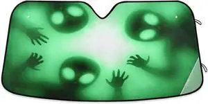 Spooky Aliens Car Windshield Sun Shades Truck Sunshade Window Sun Visor Cover Keep Your Vehicle Cool Reflective UV Rays Protector for Car Truck SUV
