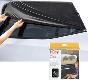 Nuby Car Seat Sunshade for Vehicle Window | 2 Pack| Breathable Mesh Fabric | Full Window Function for Fresh Air Flow | Blocks Sun Rays, Bugs, and Cools Car |Black
