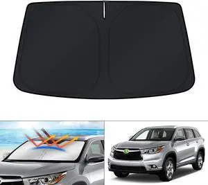 KUST Windshield Sun Shade for Toyota Highlander 2014-2019 Window Sun Visor Protector Sun Cover Foldable Blocks UV Rays Keep Your Car Cooler