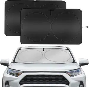 YUGUANG 2 Pack Car Windshield Sun Shade, 240T Thickened Sun Shade Blocks Heat & U-V Rays, Keeps Car Interior Cool (59.1 x 31.5in) for Cars