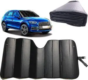 Car Sun[Shade], Sun Protector,Foldable Front Window Shade-Thicken 5-Layer Bubble for Auto Windshield UV Protection and Heat Reflector 58"x 27.5" (Black)