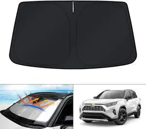 KUST Windshield Sun Shade for Toyota RAV4 2019-2021 2022 2023 2024 2025 Window Accessories Shade Sun Visor Cover Foldable Block UV Rays
