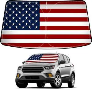 Bestview American Flag Windshield Sunshade for 2013-2019 Ford Escape,Custom Fit Foldable Front Window Sunshade Sun Visor Accessories Protector Block UV Rays Heat, Keep Your Car Cooler